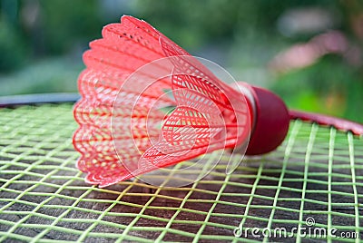 badminton red shuttlecock Stock Photo