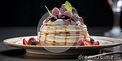 macro berry cream tart cake, ai generative Stock Photo
