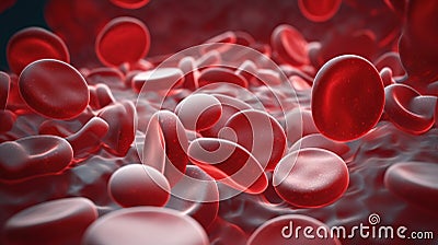 Macro blood cells, leukocytes, erythrocytes, platelets in plasma. Human anatomy. AI generated. Stock Photo