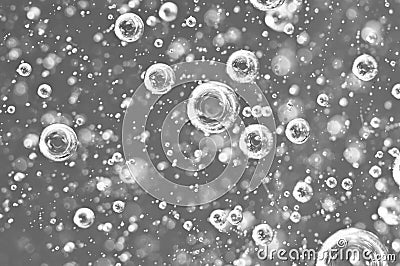 Macro bubbles of oxygen in the black and white liquid Stock Photo