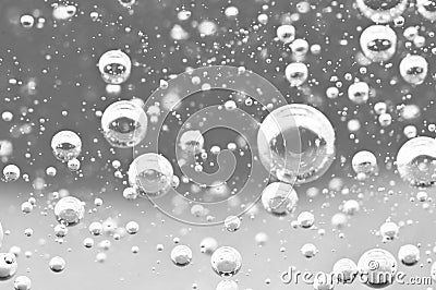 Macro bubbles of oxygen in the black and white liquid Stock Photo