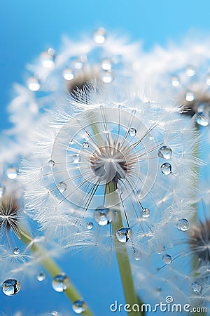 Macro capture of a dandelion. Generative AI Stock Photo