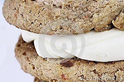 Macro of a Carrot Cake Cookie Sandwich Stock Photo