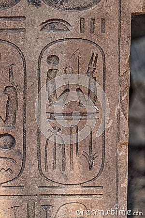 Macro Close Up of Ancient Egyptian Hieroglyphics Stock Photo