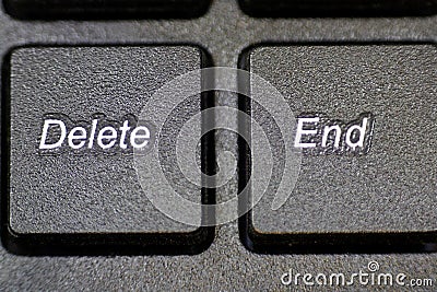Close up of Delete and End Keys on a Computer Keyboard Stock Photo