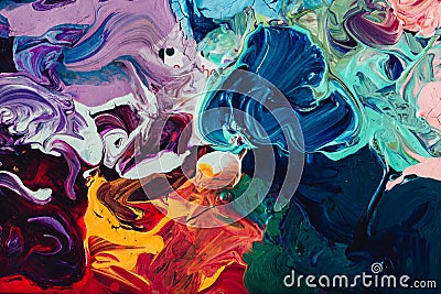 Macro close up of different color oil paint. colorful acrylic. modern art concept. Stock Photo