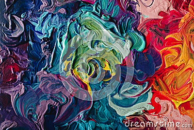 Macro close up of different color oil paint. colorful acrylic. modern art concept. Stock Photo