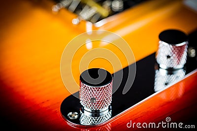 Macro Close up of a electric guitar volume knob Stock Photo