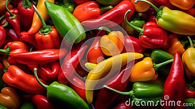 Macro close-up photo of chilli peppers, vibrant colors Stock Photo