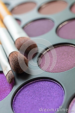 Make Up Pallet and Brushes Stock Photo