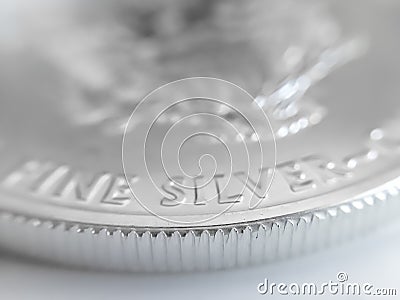 Macro Close up of a 999% Silver American Eagle Bullion Coin Stock Photo