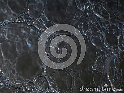 Macro close up of soap bubbles look like scienctific image of cell and cell membrane. Stock Photo