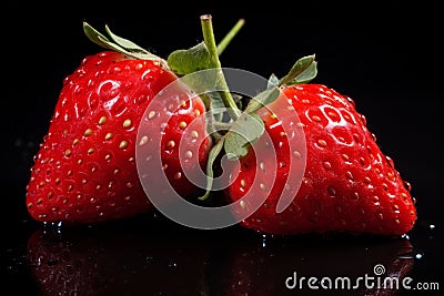 Generate AI. Macro close-up of strawberries. Fresh strawberries banner. Strawberry background. Close-up food photography. fresh st Stock Photo