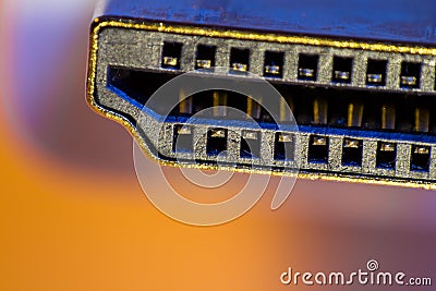 Macro closeup of HDMI cable connector Stock Photo
