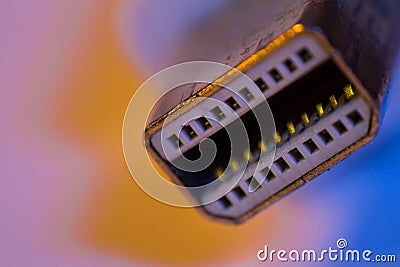 Macro closeup of Mini Displayport cable connector Stock Photo