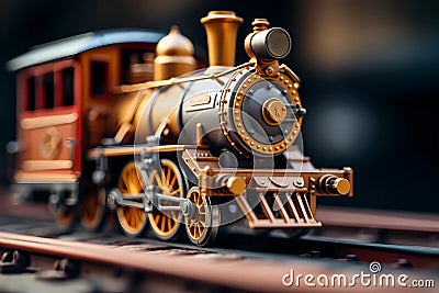 Macro closeup of a toy train Stock Photo