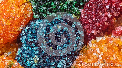 Macro colored sugar crystals Stock Photo