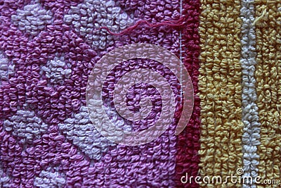 Macro colored terry cloth with vertical lines Stock Photo