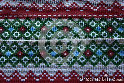 Macro colored textile. Geometric pattern Stock Photo
