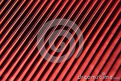 Macro corrugation minimalism. Ð¡orrugated metallized paper close up. Textural background lines Stock Photo