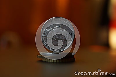 Macro detail of an American coin & x28;five cents of American dollar, USD& x29; Stock Photo