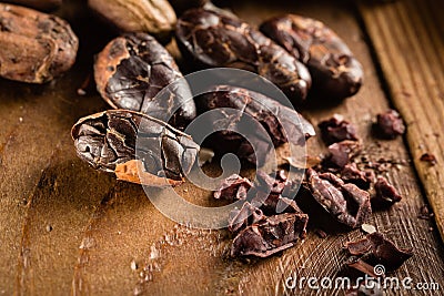 Macro detail of grunge cocoa beans Stock Photo