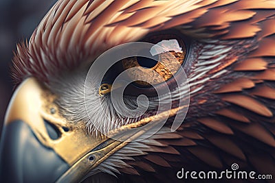 Macro eye proud eagle. Photorealistic image created by artificial intelligence Stock Photo