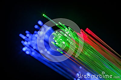 Macro Fiber Optic Cable Stock Photo