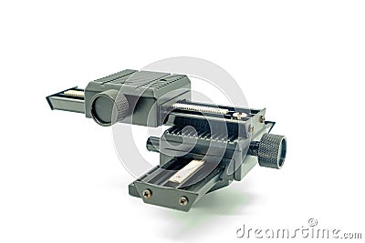 Macro Focusing Rail Isolated on a White background. Stock Photo