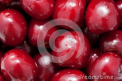 Macro. Fresh sweet cherries. Stock Photo