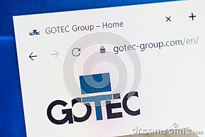 Gotec group Web Site. Selective focus. Editorial Stock Photo
