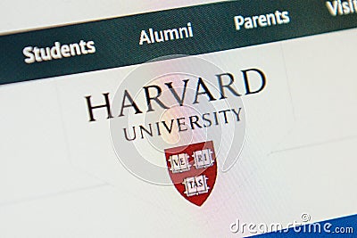 Harvard University Web Site. Selective focus. Editorial Stock Photo