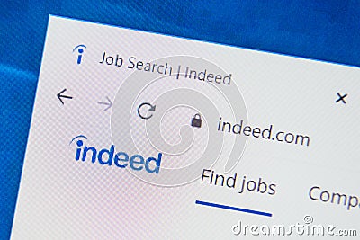 Indeed.com Web Site. Selective focus. Editorial Stock Photo