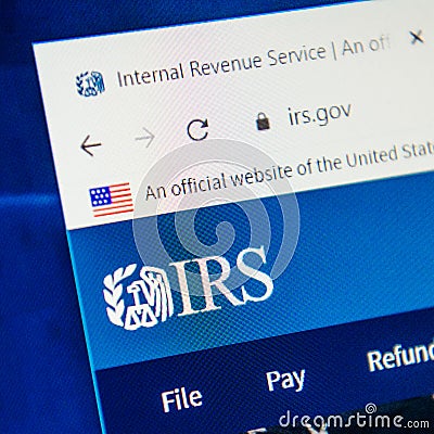 Irs.gov Web Site. Selective focus. Editorial Stock Photo