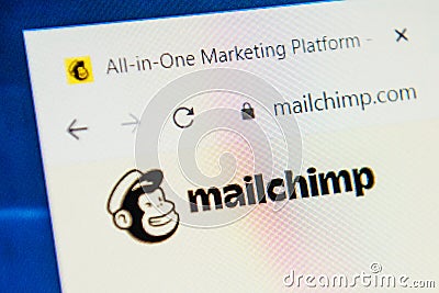Mailchimp.com Web Site. Selective focus. Editorial Stock Photo