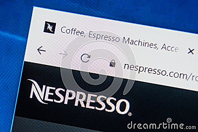 Nespresso.com Web Site. Selective focus. Editorial Stock Photo