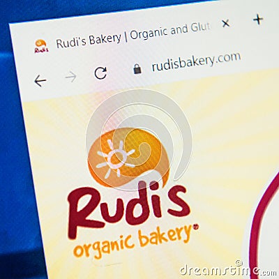 Rudis bakery Web Site. Selective focus. Editorial Stock Photo