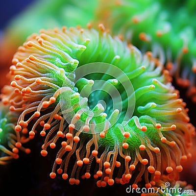 Macro image of soft coral polyps Cartoon Illustration