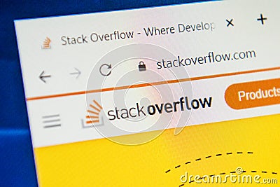 Stackoverflow.com Web Site. Selective focus. Editorial Stock Photo