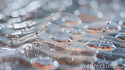A macro image of a thin transparent material with tiny sensors and actuators highlighting the possibilities of Stock Photo