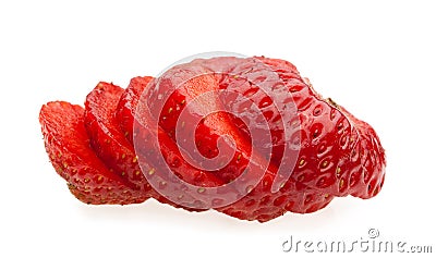 Macro of juicy sliced strawberry Stock Photo