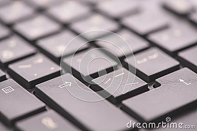 Macro keyboard keys, an angle view, soft background with copy space Stock Photo