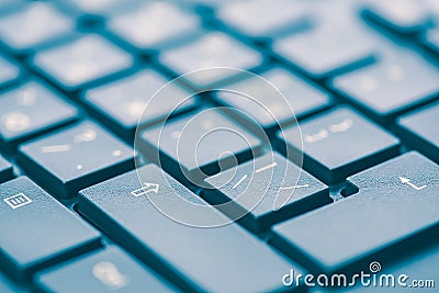 Macro keyboard keys, an angle view, soft background with copy space Stock Photo