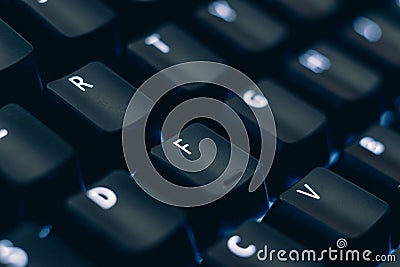 Macro keyboard keys background. Stock Photo