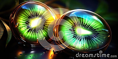 Macro Kiwi Detailed Night Lights Stock Photo