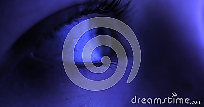 Macro lampeggiamento dell'occhio del primo piano La giovane donna è aprente e vicina il suo bello occhio Pirata informatico di ri stock footage Macro lampeggiamento dell'occhio del primo piano La giovane donna è aprente e vicina il suo bello occhio Pirata informatico di ri stock footage