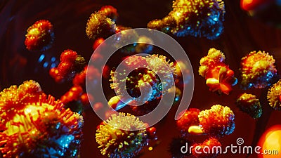 Macro of many bacterias or viruses next to each other Stock Photo