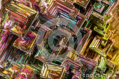 Macro of the mineral bismuth stone on a white background Stock Photo