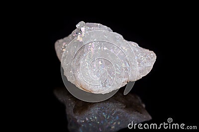 macro mineral stone angel aura quartz crystal on a black background Stock Photo