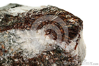 Macro mineral stone astrophyllite white background Stock Photo
